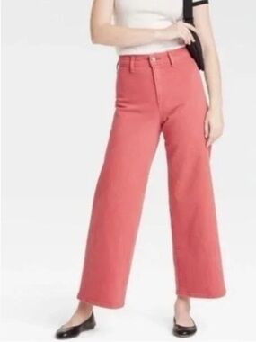 Universal Thread Women 6 Light Red Denim High Rise Sailor Wide Leg Jeans NWT